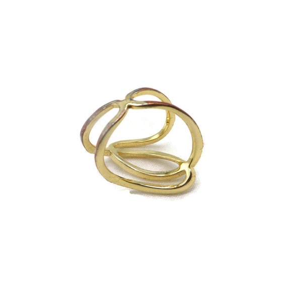 Vintage Costume Jewelry Ring, Gold Tone Rhineston… - image 6