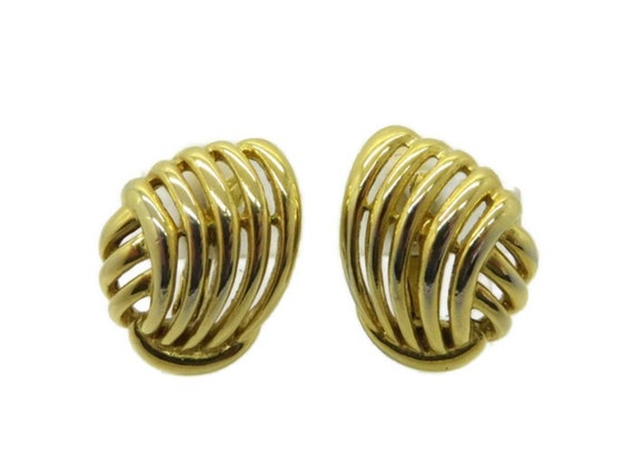 Trifari Earrings Vintage Gold Tone Swirl Clip-on Earrings - Etsy