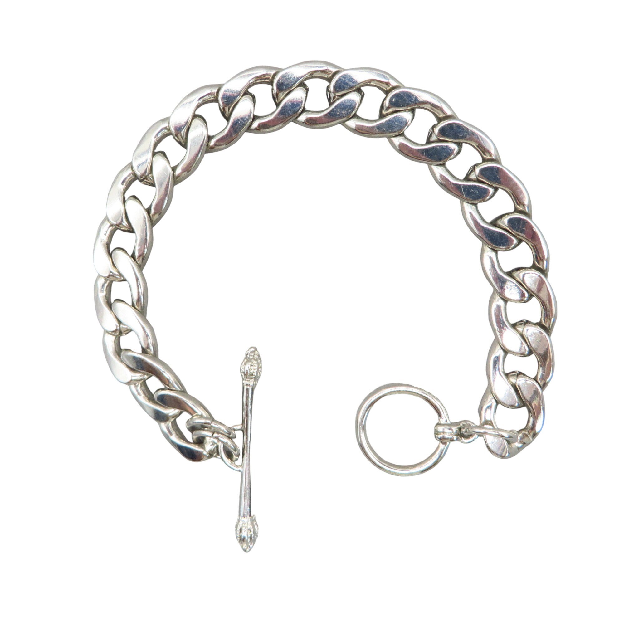 Vintage Silver Tone Chain Link Bracelet: 1990s Costume