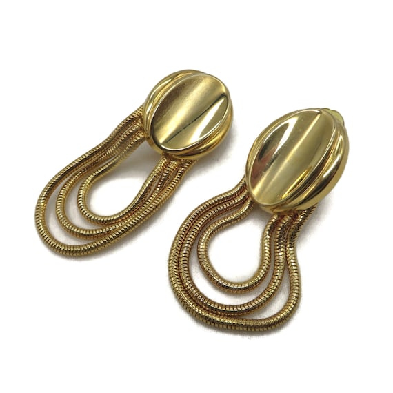 Vintage Dangling Chain Link Clip-on Earrings - image 1