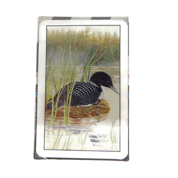 Vintage Playing Cards, Duck on a Pond Photo, Plastic Souvenir Cards