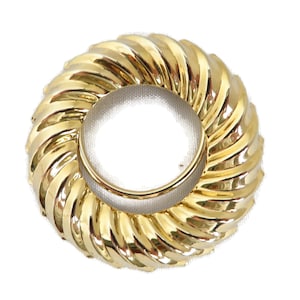 Vintage Gold Tone Circle Scarf Clip Shiny Ridged Scarf Holder