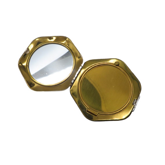 Vintage Compact Pilcher Hexagonal Silver Tone Flo… - image 4