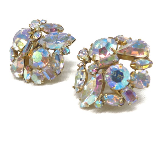 Coro Crystal Cluster Clip-on Earrings Vintage Jew… - image 5