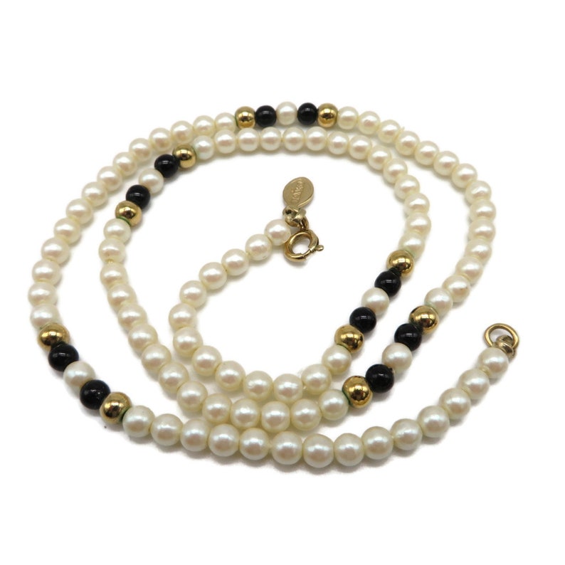 Vintage AVON Faux Pearl & Bead Necklace Black and White 16.5 Etsy