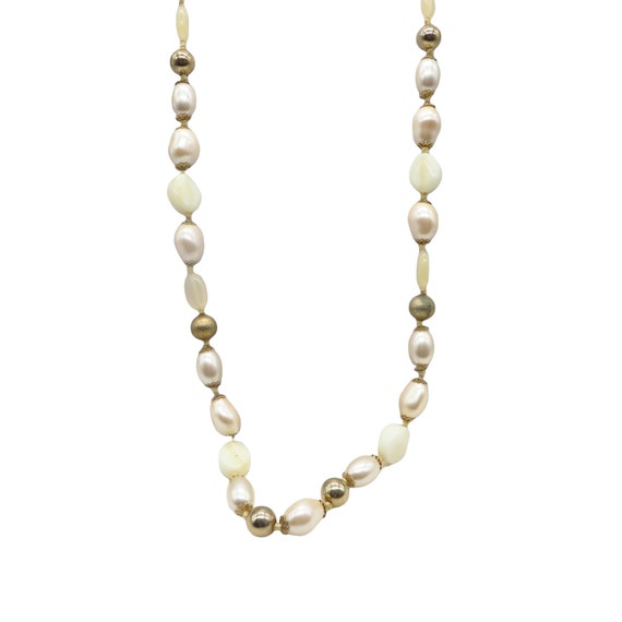 Monet Beaded Necklace, Lucite and Metal Cream Bea… - image 8