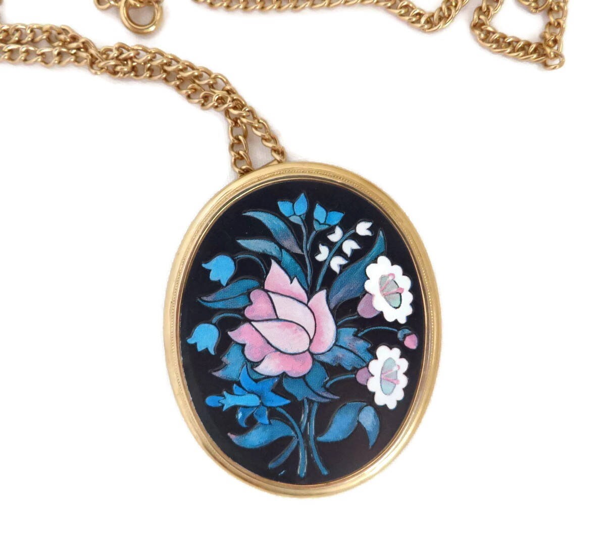 AVON Flower Pendant Necklace Vintage Florentine Flowers Etsy
