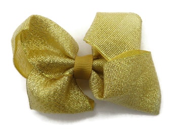 Vintage Gold Bow Hair Clip, Grosgrain Ribbon Hair Clasp