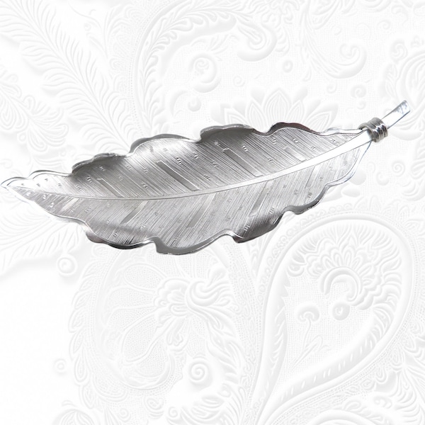 Vintage Leaf Brooch, Coro Large Matte Silver Tone Pin