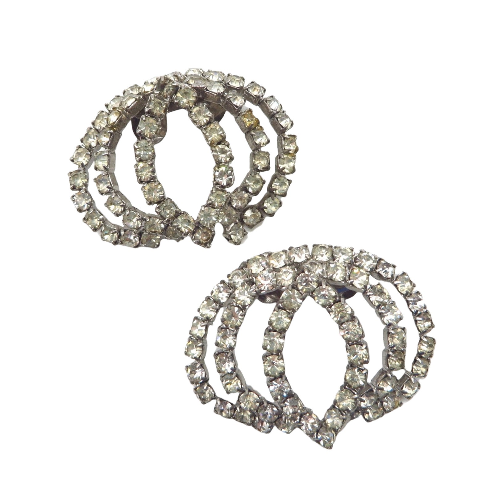 Vintage Shoe Clips MUSI Rhinestone Silver Tone Shoe Clips Etsy