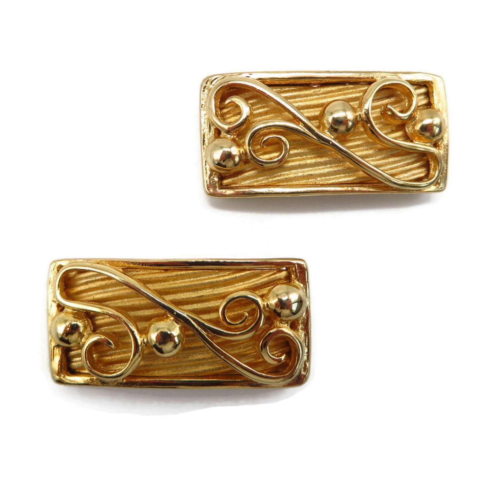 Vintage Shoe Clips MUSI Gold Tone Scrolled Rectangular Shoe Etsy