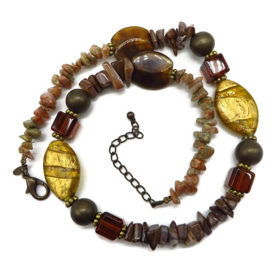 Vintage Brown Bead Necklace, Premier Designs Chunk
