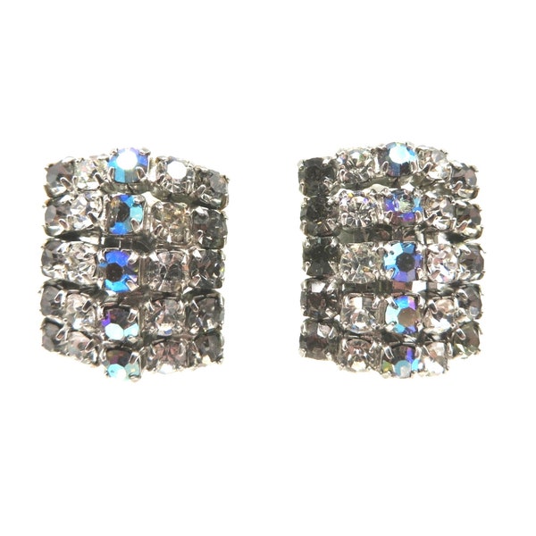 Vintage Weiss Earrings Silver Tone Rhinestone Clip-on Earrings