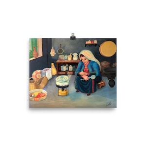 Matte Print Museum-Quality – Middle Eastern Art-- &quot;Cooking on a Kerosine stove (Babour)&quot;