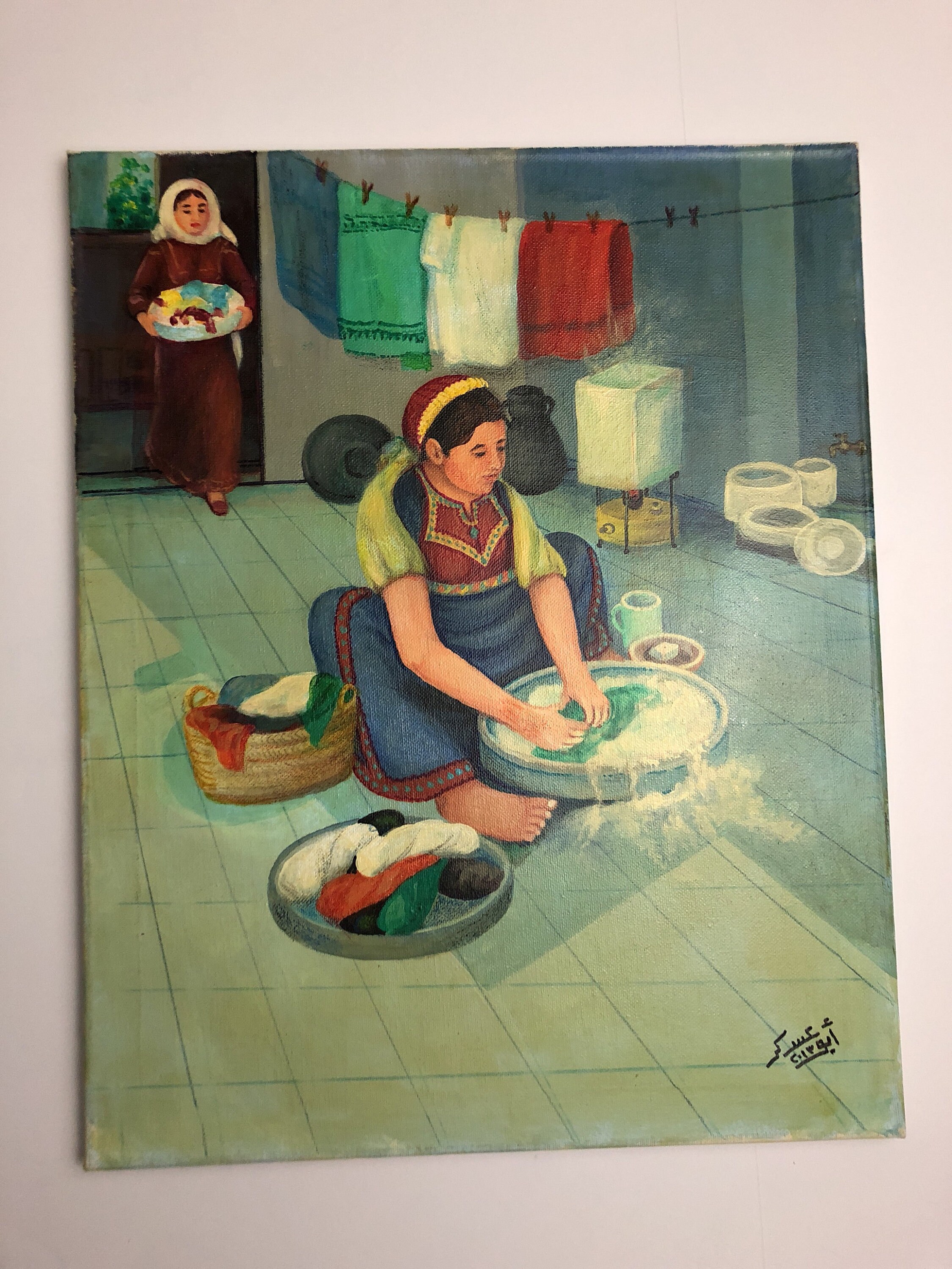 Original Acrylic & Oil Painting washing Clothes Etsy