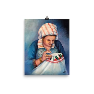 Matte Print Museum-Quality – &quot;Stitching the Palestinian Flag&quot;-- Middle Eastern Art