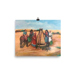 Matte Print Museum Quality – &quot;Gathering Around the Water Well&quot; -- Middle Eastern Art