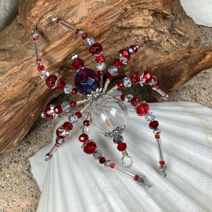 Kitchen Witch Spider Ornament: Mustard Seed, Czech Crystals, Tinsel Legend