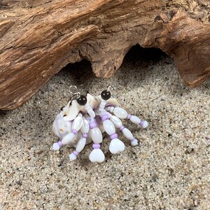 Tiny Beaded Hermit Crab Ornament: Purple Drupa Shell Desk Pet, car charm Sue DeYoung Designs