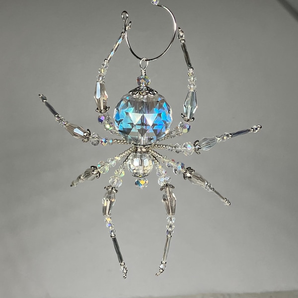 Stunning Large 24mm Crystal Beaded Spider: Christmas Window Decor Prism Gift Ornament Sun catcher