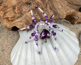 Purple Heart Keep A Dream Spider prayer Christmas German Legend Tinsel car Charm Swarovski Pearl Sue DeYoung Designs