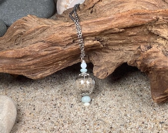 Friendship Globe Necklace Cape Cod Sandy Neck Beach Sand Beach Blown glass Keepsake Boho Kindred Spirit