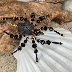 Beaded Christmas Spider Ornament: Black Lava Star, Aromatherapy Diffuser