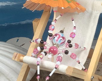 Pink Flamingo Christmas Spider tree ornament gift tree house warming Florida Decor pink flamingo decor Sue DeYoung Designs