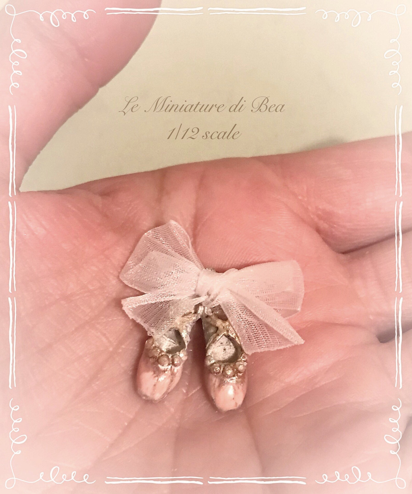 1/12 victorian ballet shoes dollshouse miniature hand made by bea antiche french style 1/12 victorian ballet shoes dollshouse miniature hand made by bea antiche french style