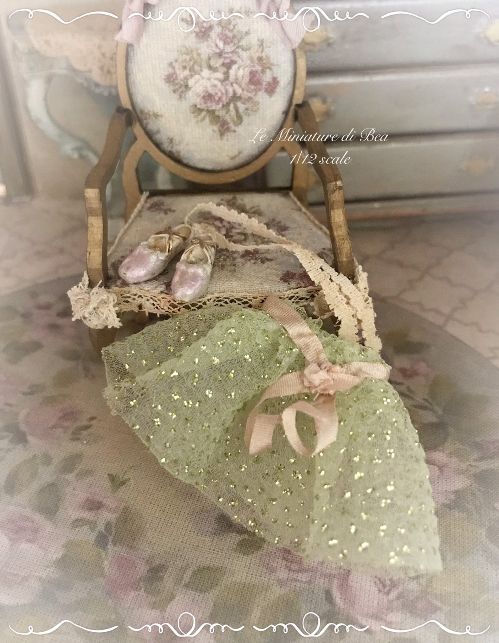 1/12 victorian ballet shoes and tutu dollshouse miniature hand made by bea antiche french style