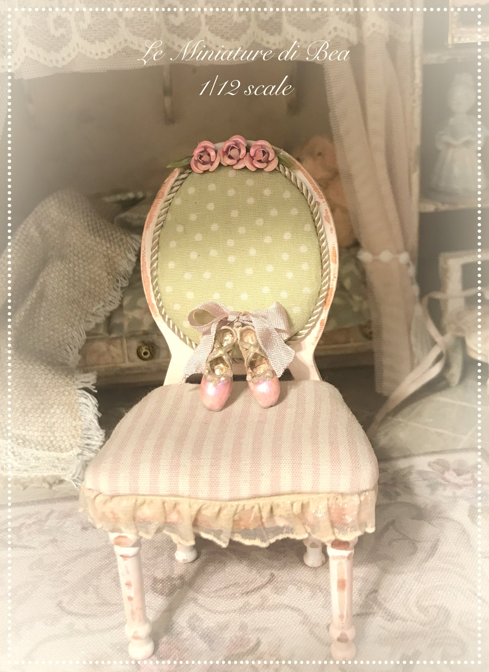 1/12 victorian ballet shoes dollshouse miniature hand made by bea antiche french style