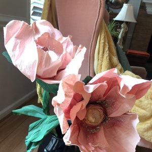 Pink Paper Flowers Large Vintage 3 Foot Wall Decor for Nursery Candy Pink Store Display Blush Elegance Unique