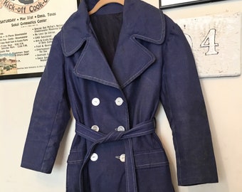 Vintage Blue Chore Jacket, Long Industrial Jacket, Industrial Workwear, Factory Coat, Artist Jacket, Farmers Jacket, Farmhouse, French Style