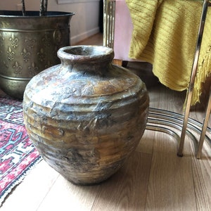 Large Ribbed Vase Greek Terracotta Olive Jar Greek Decorative Pottery Garden Container Plant Holder Pottery Jug Terracotta Jar Plant Vase