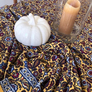William Sonoma Tablecloth Rectangular Table Cloth 70&quot; x 90&quot; Yellow and Blue Floral Pattern Tablecloth Table Linen Thanksgiving Table