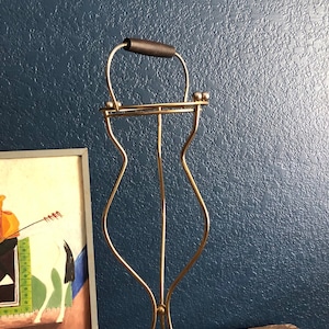 Midcentury Ashtray Stand Rare MCM Decor Brass Tripod Stand Floor Ashtray Stand Wood Handled Designer Ashtray Vintage MCM Furniture Stand