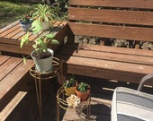 Vintage Nesting Plant Stands, Set of Two, Wire Stands for Plants, Metal Plant Stands, Gold Metal Tables, Garden Tables, Potted Plant Holder