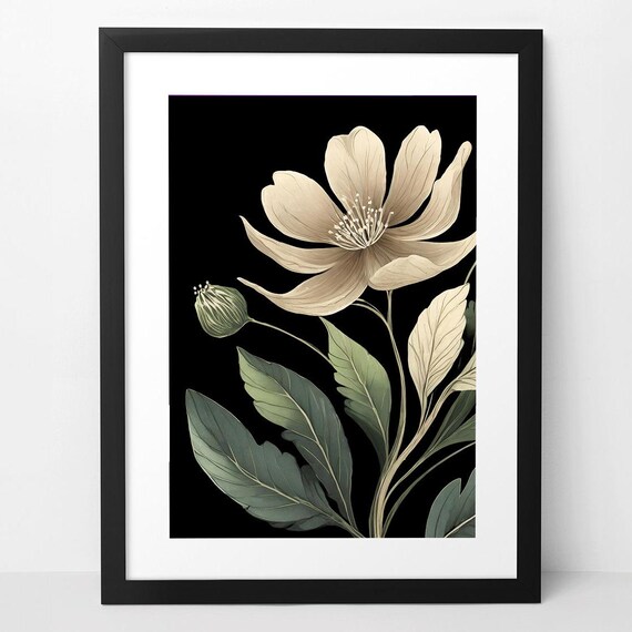 Modern Botanical Print Download Botanical Print Wall Art Digital Download Floral Art Nature Download Black Botanical Download Wall Decor
