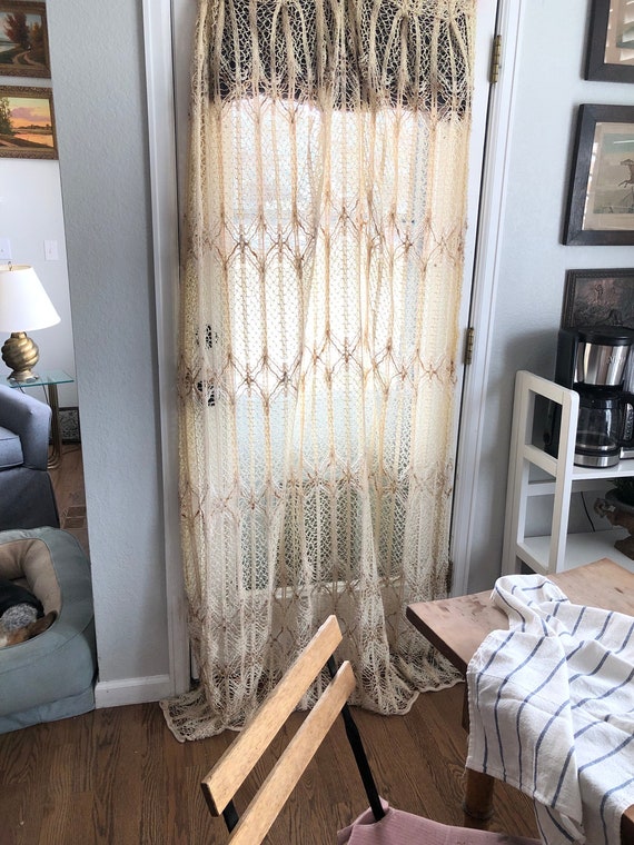 Macrame Wall Hanging Decor Vintage Curtain Pair Boho Macrame Wall Decor Curtains Vintage Wedding Backdrop Bohemian Room Divider Cotton