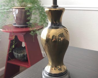 Vintage Gold Metal Accent Lamp Bronze Color Mini Lamp with Metal Asian Style Base Vintage Interior Antique Decor