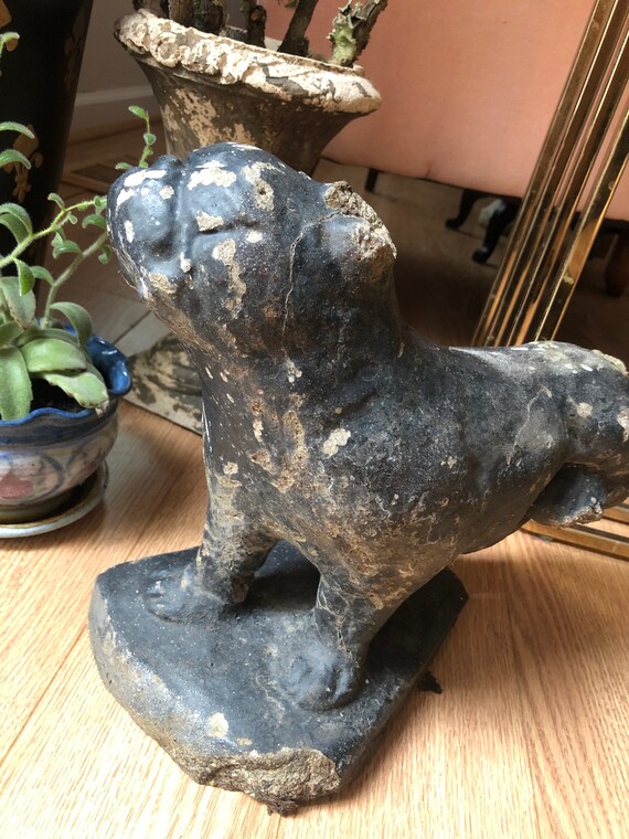 Concrete Art Mack Trucking Style Dog Statue Mid 20th Century Concrete Yard Art Bulldog Statue Concrete Dog Statue Garden Art