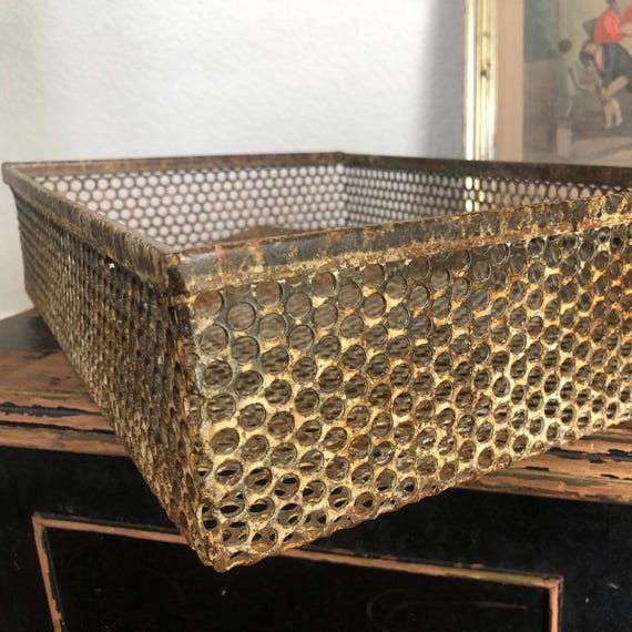 Metal Desk Organizer Tray Basket Decoration Tray Decorative Serving Tray Metal Metal Art Bar Tray Metal Basket Tray MCM Mathieu Matégot