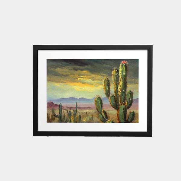 Amarillo, Wall Art, Digital Download, Frame TV Art, Cactus, Sunset, Desert Scene, Warm Palette, Twilight Serenity, Nature Inspired, Tranquil