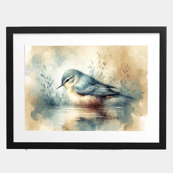 Bird Art Digital Download Watercolor Art Print Bird Print Download Bird Wall Art Nursery Songbird Nature Download Vintage Nursery Print