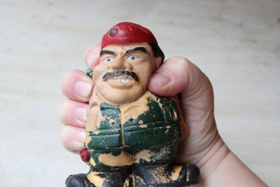 Saddam Hussein Stress Figure, Squeezable, Squeezie, Desert Storm Collectible, Operation Desert Shield, Iran–Iraq War, Gulf War, (WTH-1166)