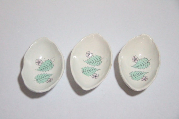 Set of Three Scalloped Salt Cellars -Vintage, Floral Pattern, Serving Dish, Decor, Kitchenware, Butter Pat, Collectible (WTH 236)