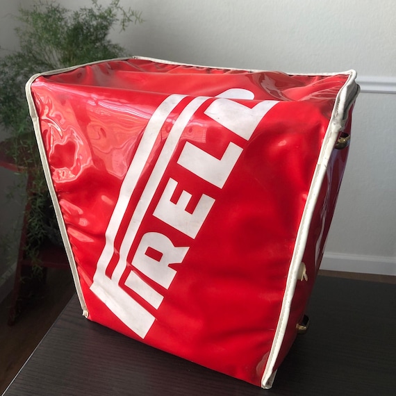 Cooler Bag 1960s Pirelli Tires Vinyl Travel Cooler Plastic Insert Sixties Motorsports F1 Rally Car Racing Automotive Collectible