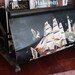 Vintage Metal Magazine Rack, Hand Painted Ship, Paint by Number Metal ...