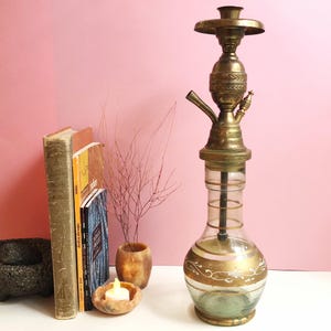 Glass Hookah Decor Brass Hookah Glass Islamic Hookah Hand Painted Glass Sisha Hookah Middle Eastern Decor Arabian Bohemian Glass