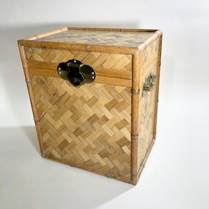 Bamboo Box Vintage Rattan Trunk Wicker Decor Bamboo Art Rattan Decor Living Room Storage Vintage Chest Bamboo Storage Rattan Basket